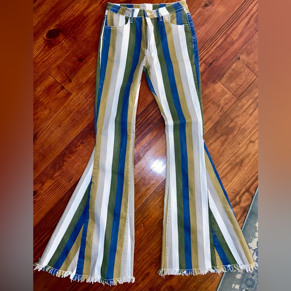 Saints and Hearts Striped Bell Bottom Jeans